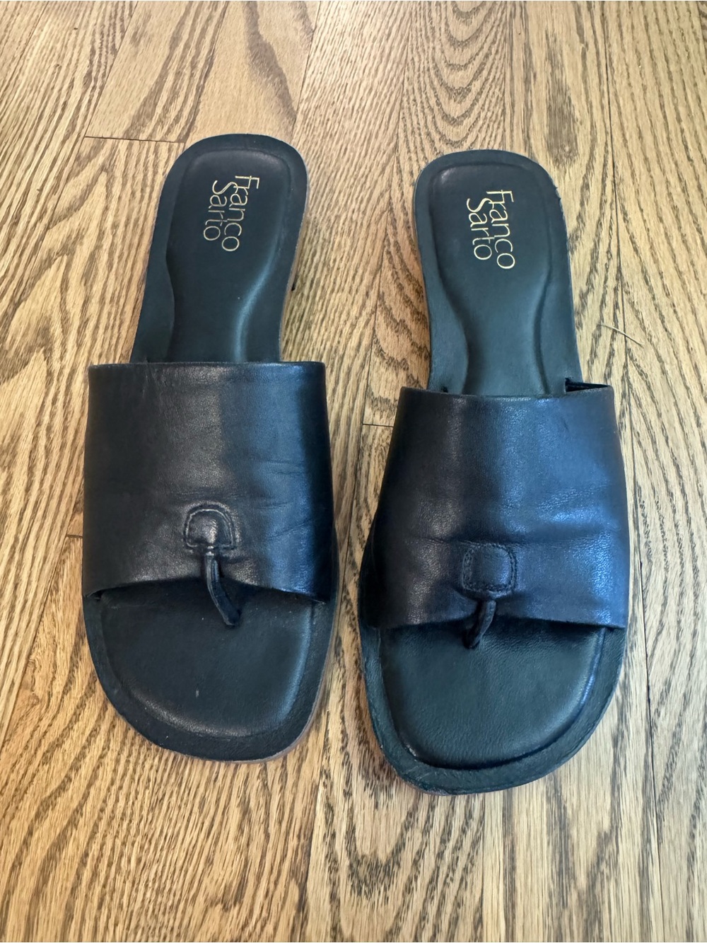 Franco Sarto Women’s Black Leather Slide Sandals